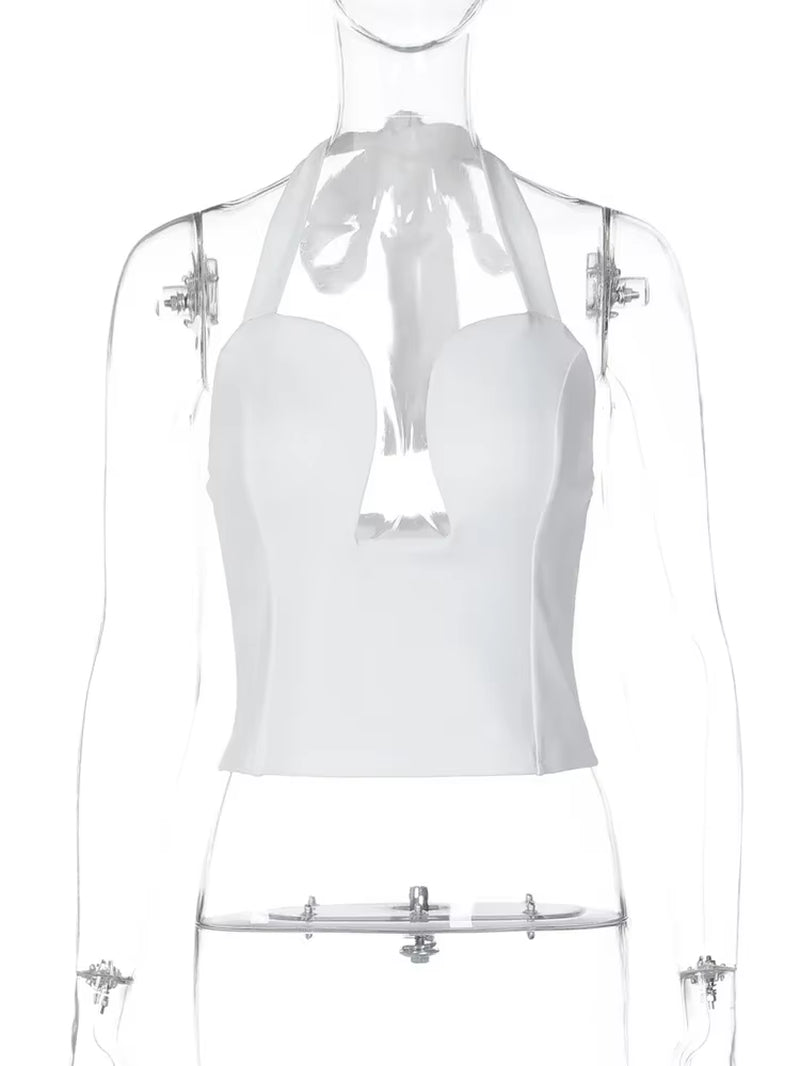 Elegant Backless Lace up Halter Tops 