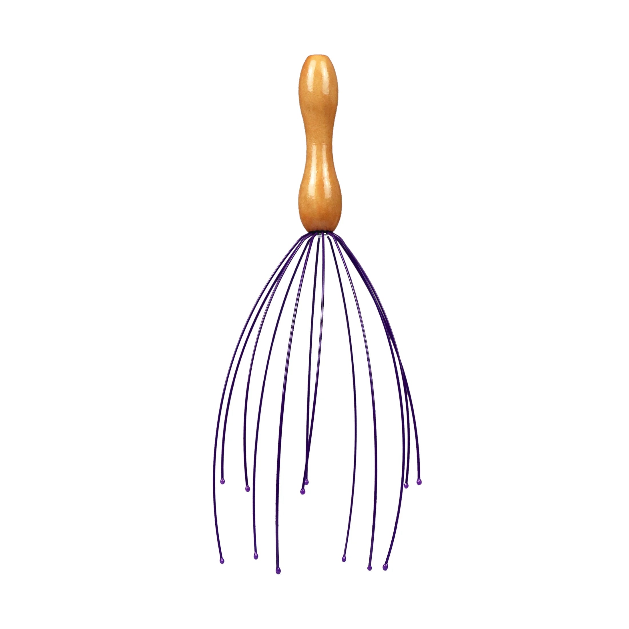 Wooden Scalp Massager, Stainless Legs, Purple