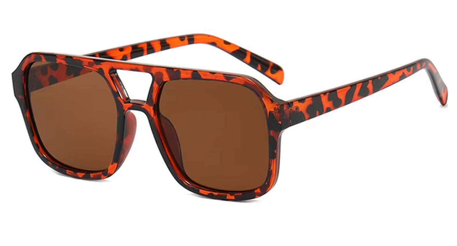 Popularity Vintage Style Yellow Women'S Sunglasses New Trendy Pilot Sunglasses Men Oversized Square Candy Color Eyewears UV400