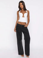 Elegant Backless Lace up Halter Tops 