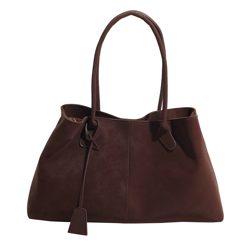 Faux Suede Solid Color Handbag 