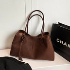 Faux Suede Solid Color Handbag 