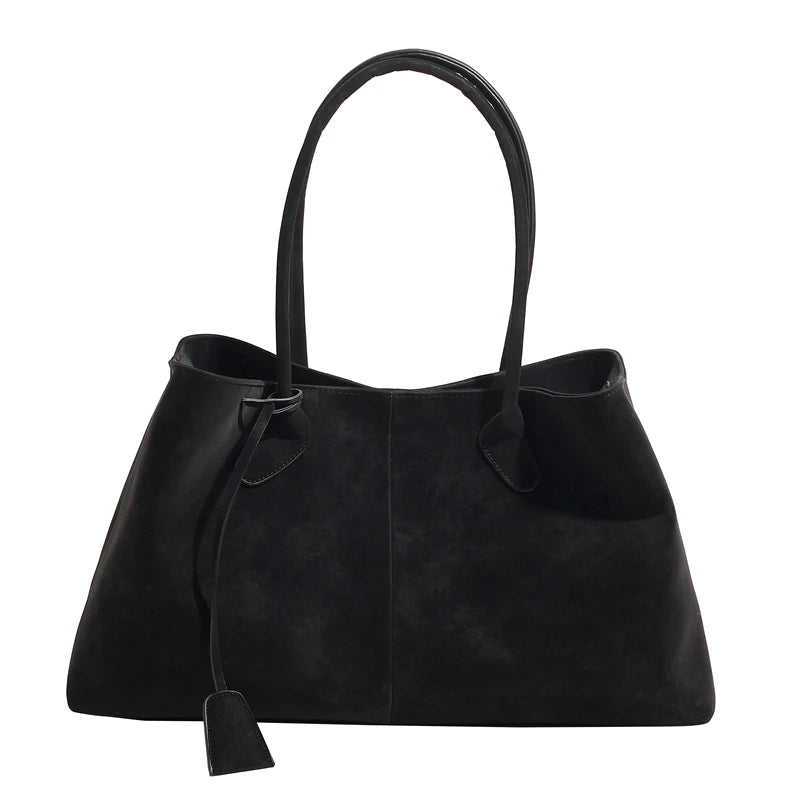 Faux Suede Solid Color Handbag 