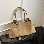 Faux Suede Solid Color Handbag 