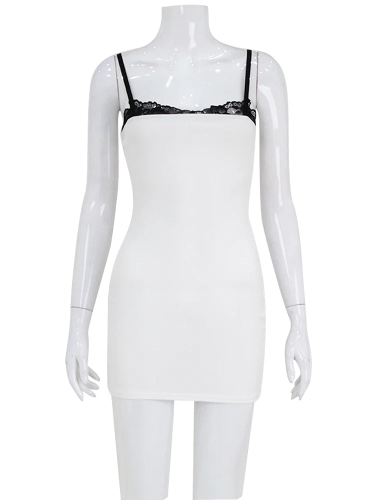 Lace Patchwork Spaghetti Dress