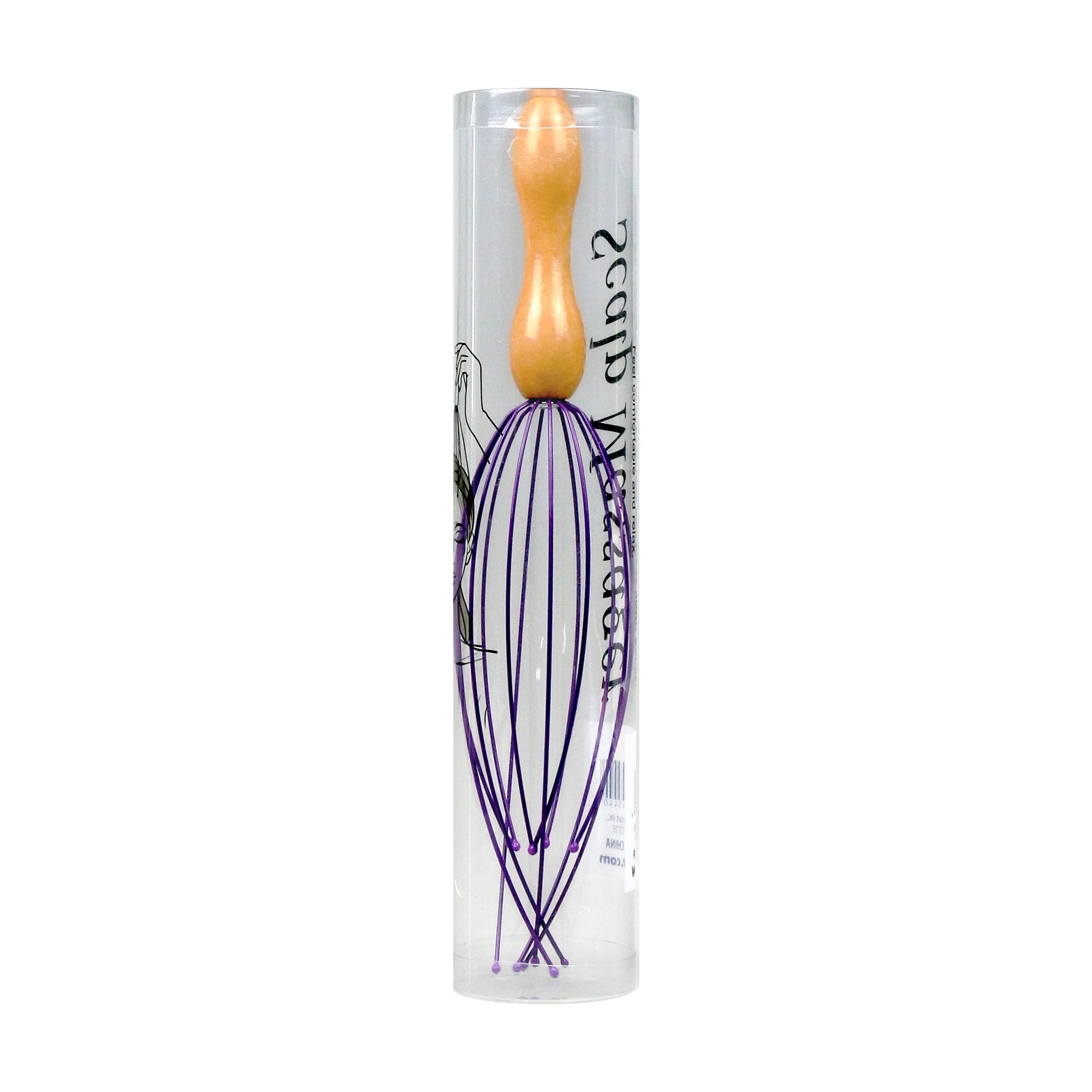 Wooden Scalp Massager, Stainless Legs, Purple